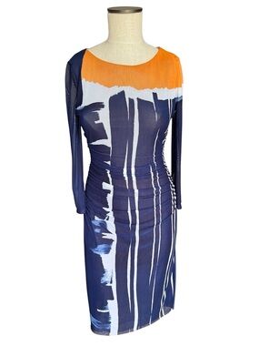 kay unger mesh dress Kay Unger Embroidered Floral Pattern Mesh Fit & Flare Sleeveless Dress Aqua  10